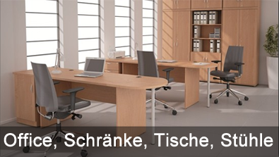 Office, Schränke, Tische, Stühle